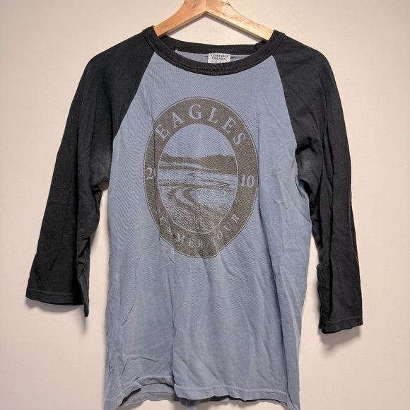 Tops - The Eagles Band Baseball Tee Small Blue Black